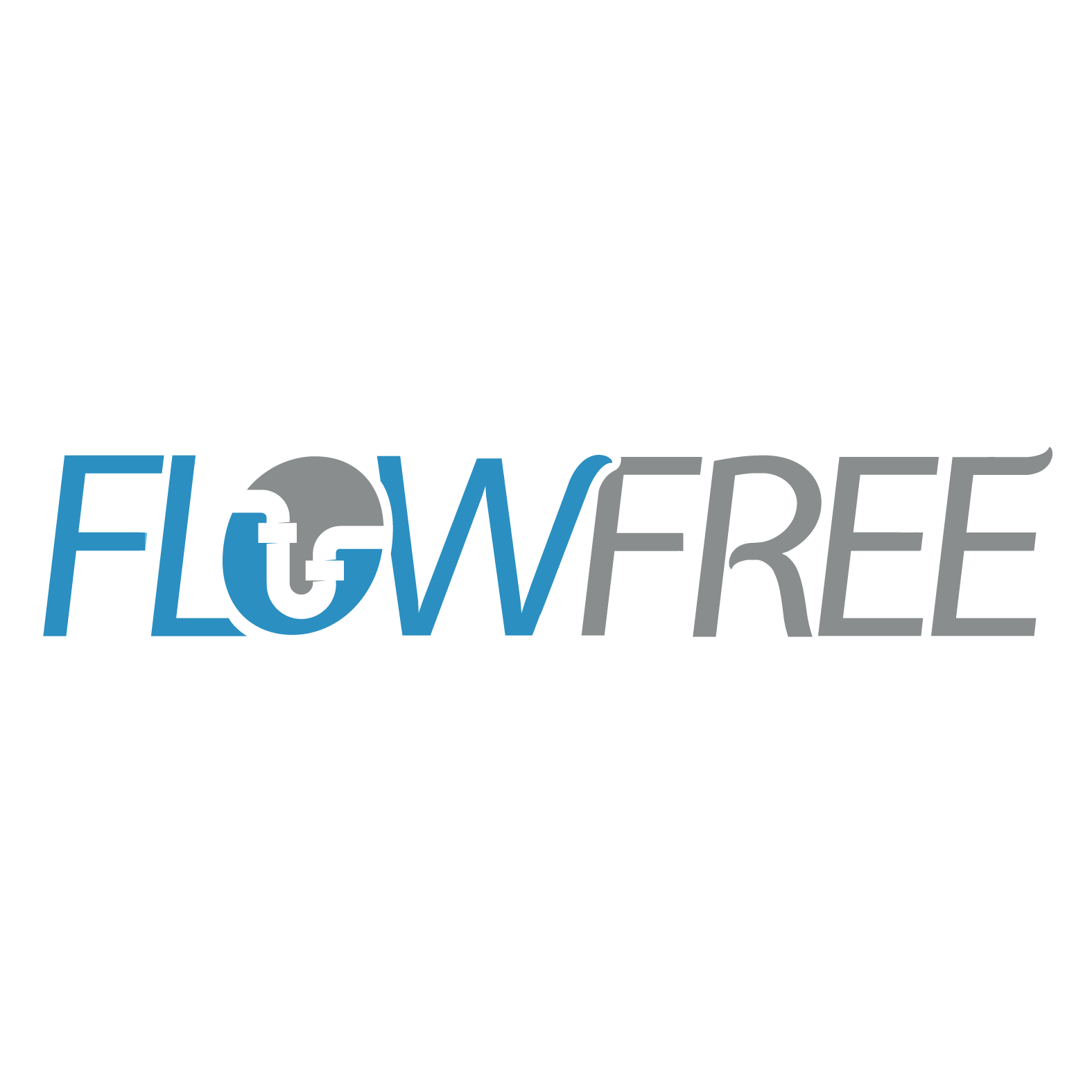 Blue and grey FlowFee logo appears on transparent background
