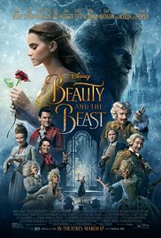 movie poster for Beauty and the Beast featuring a pretty girl standing next to a beast