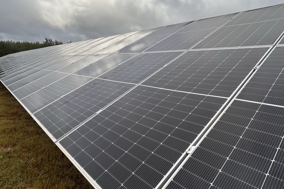 Close up photo of a row of solar panels